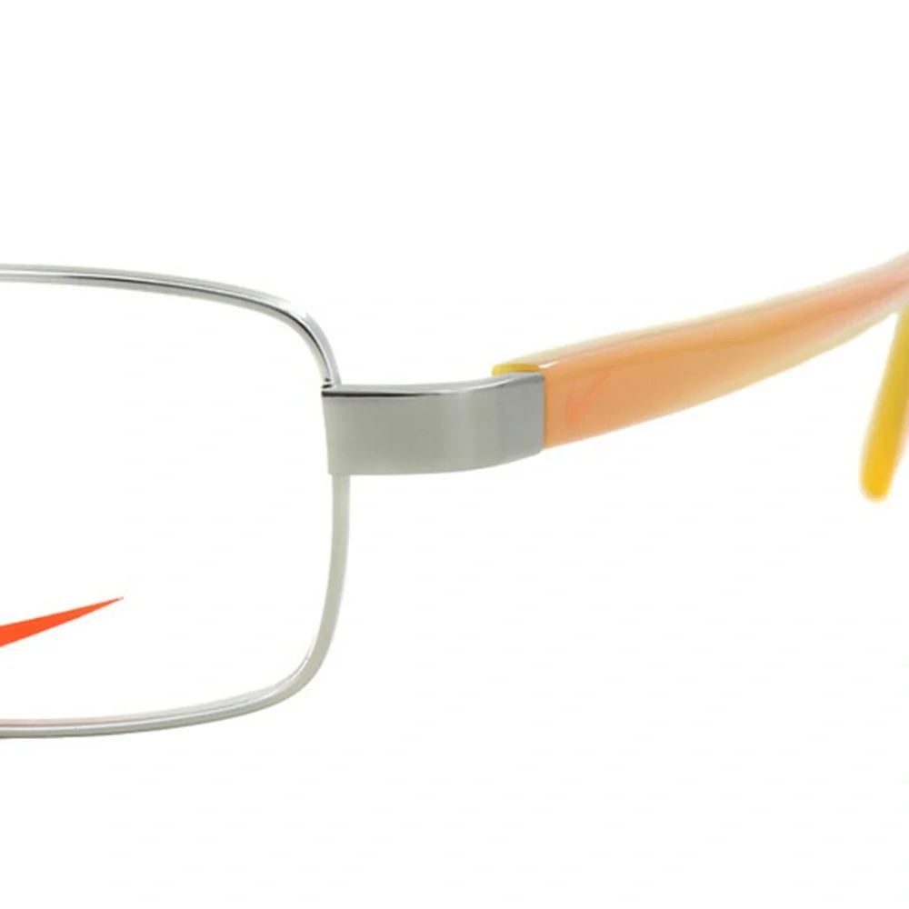 NWT Nike 5550 Silver/Orange Rectangle 49mm Eyeglasses